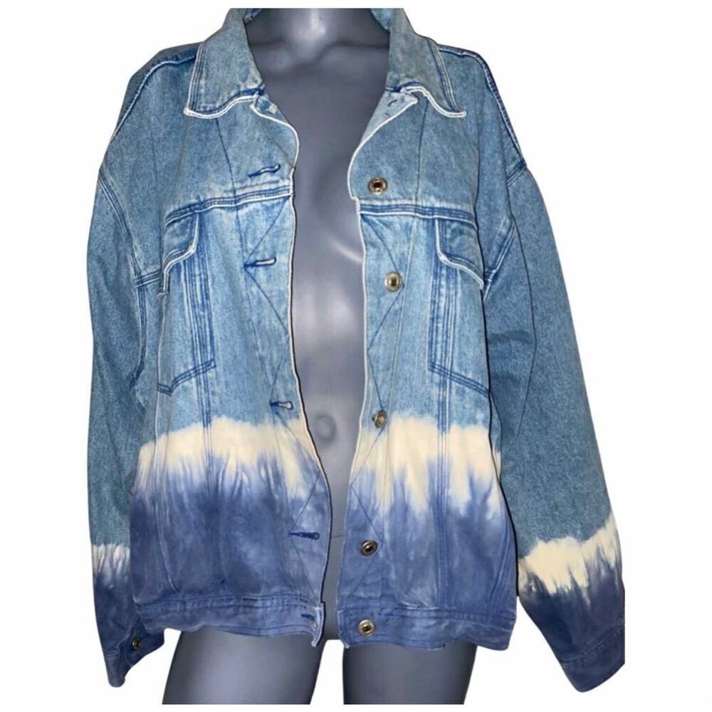 Womens 1980s Stefano International Dye Dip Ombré Jean Denim Jacket - Sz 26/28